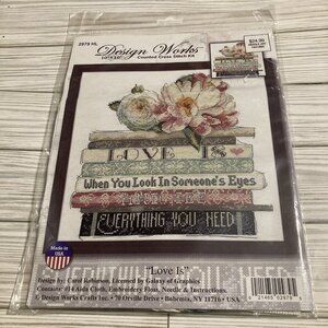 NEW  Design Works #2979 "Love Is" Books Romantic Saying Cross Stitch Kit